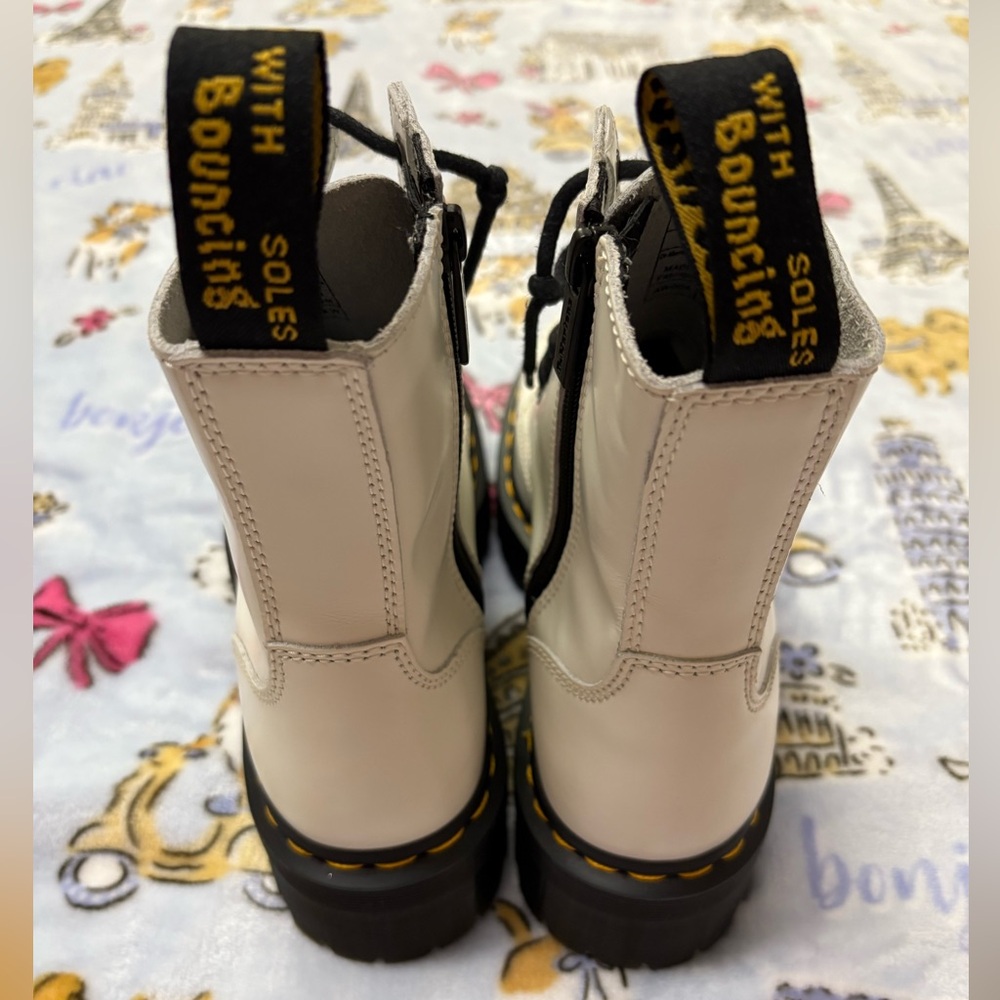 Women’s White Dr. Martens Jadon Boot Smooth Leather Platforms - Picture 6 of 12